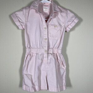 Crewcuts J. Crew Light Pink Collared Short Sleeve Denim Romper Girls 6